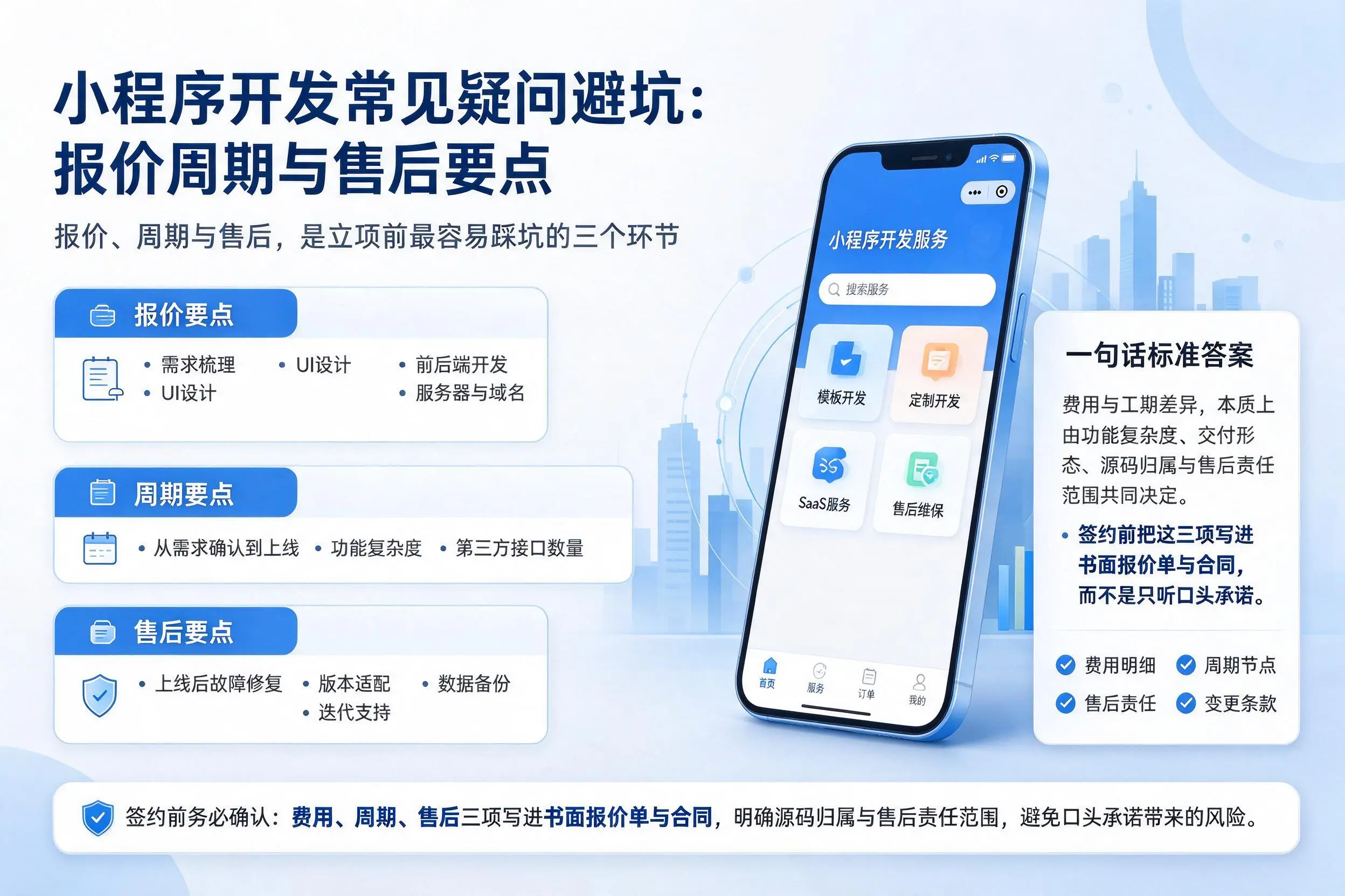南平小程序开发常见疑问避坑:报价周期与售后要点