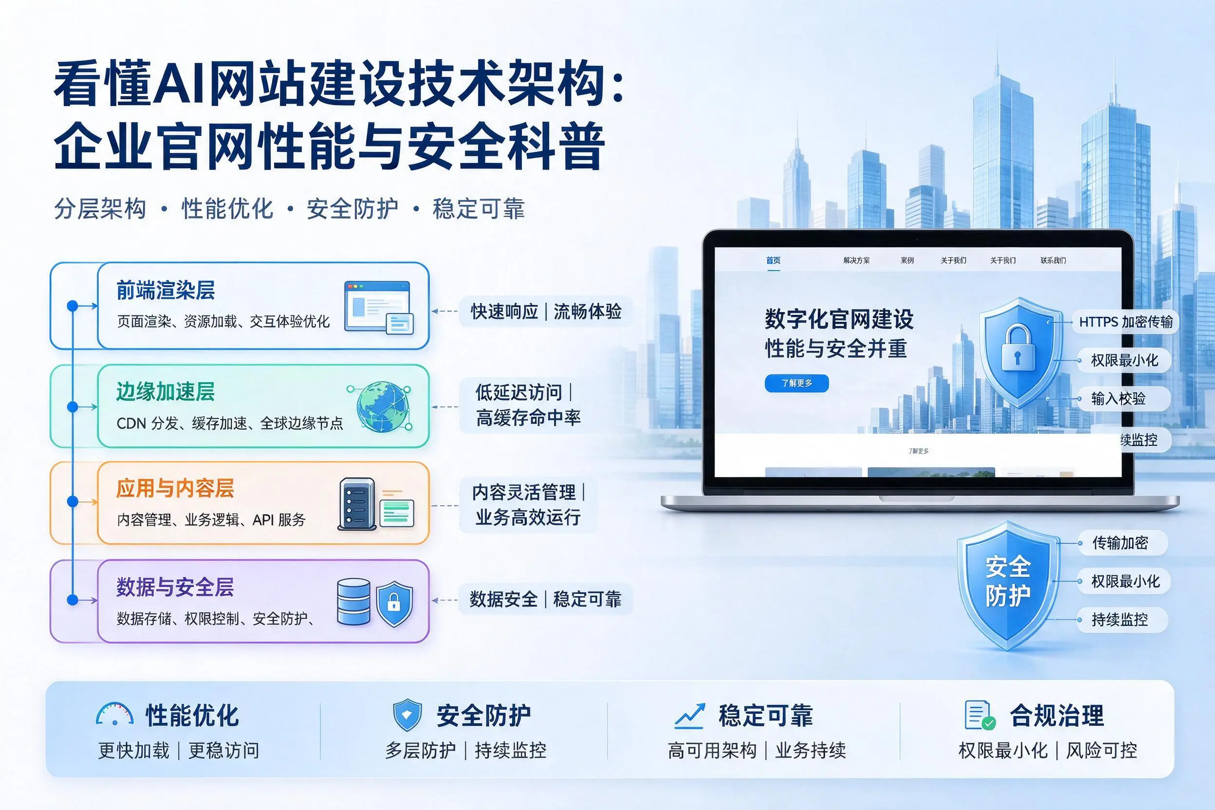 看懂AI网站建设技术架构:南平企业官网性能与安全科普