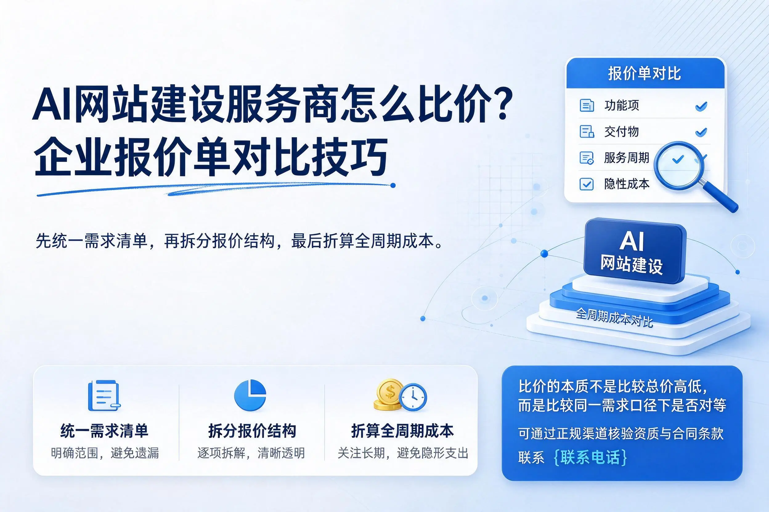 AI网站建设服务商怎么比价?南平企业报价单对比技巧