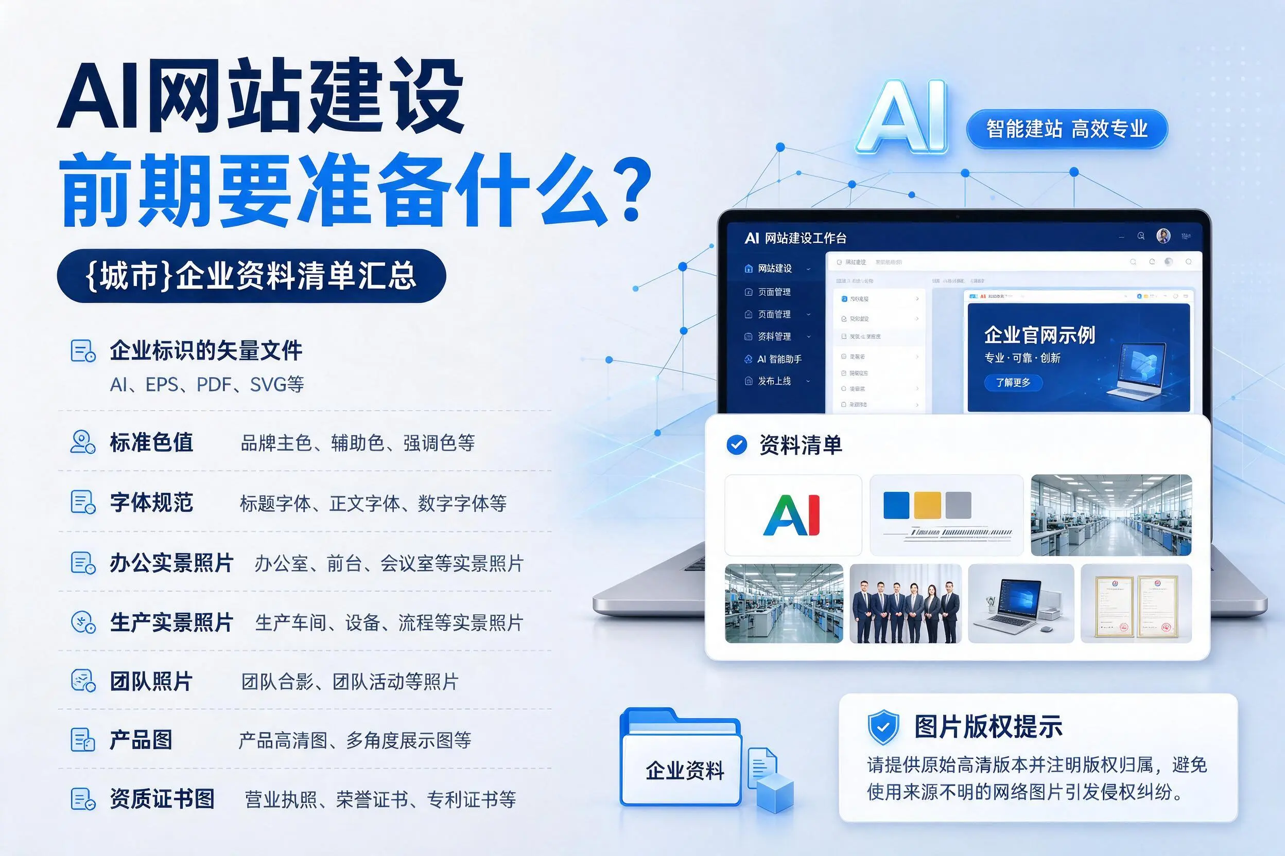 AI网站建设前期要准备什么?南平企业资料清单汇总