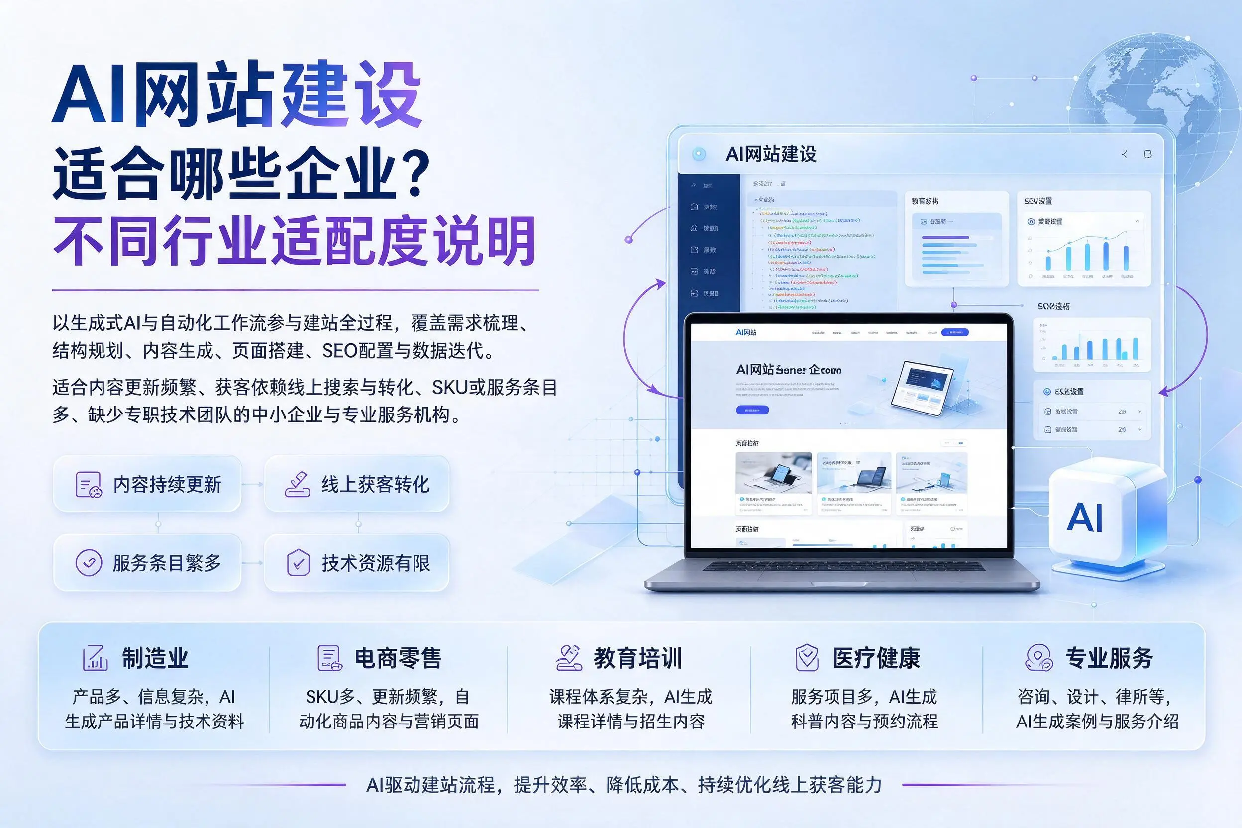 AI网站建设适合哪些企业?南平不同行业适配度说明